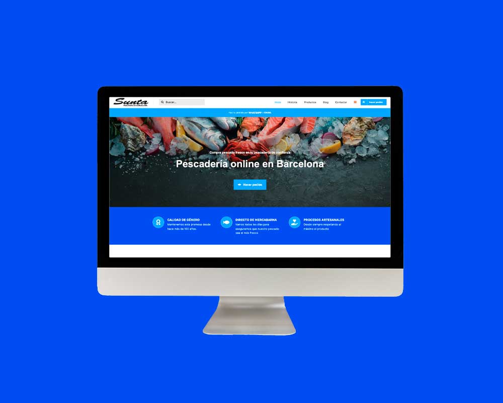 Mockup de diseño web para Pescadería Sunta - Marketing digital en Sabadell