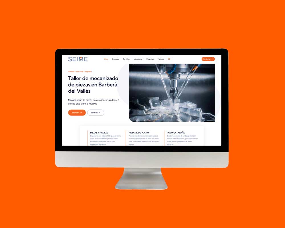 Mockup: diseño web para Talleres Seime - Marketing digital en Sabadell