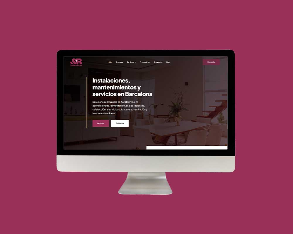Mockup de diseño web para SB Instalaciones Barcelona - Diseño web en sabadell